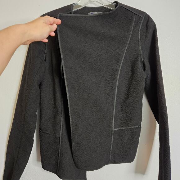 Vince Asymmetrical Boucle Open Front Jacket Black XS Capsule Wardrobe Versatile - Picture 8 of 16